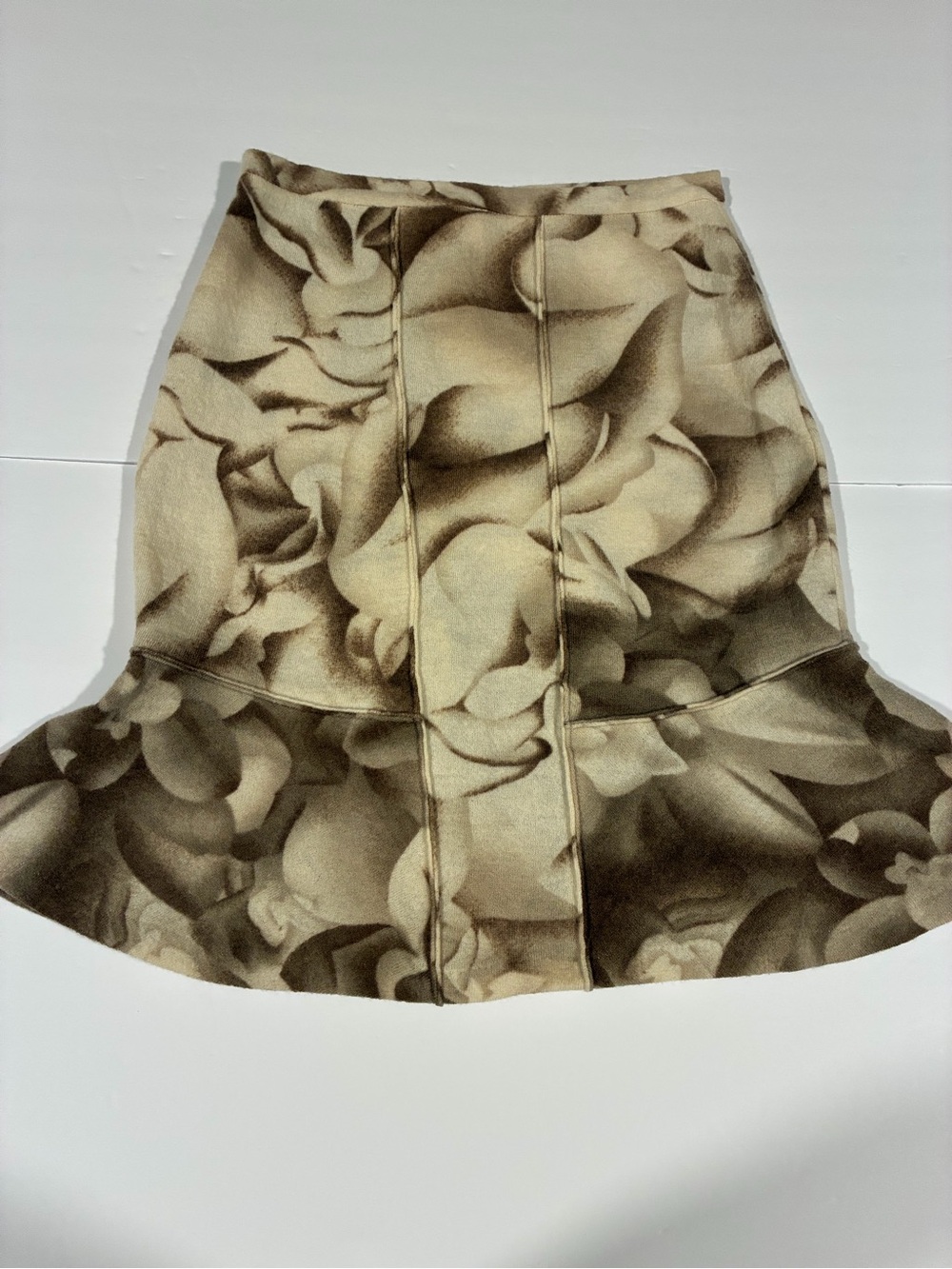 Anthropologie Moth Floral A-Line Peplum Skirt in Beige and Brown